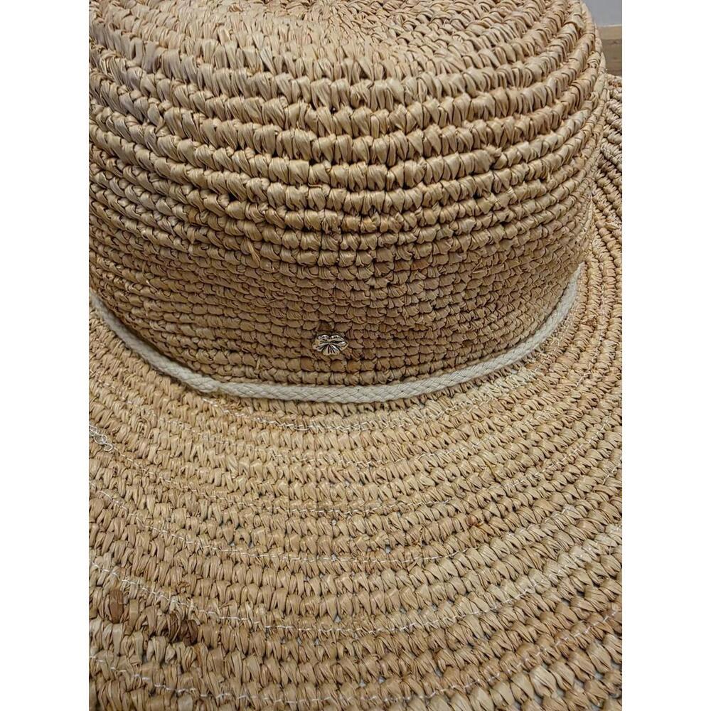 $215 Marisol Wide - Crochet Raffia/Cotton Canvas Hat - Picture 5 of 9